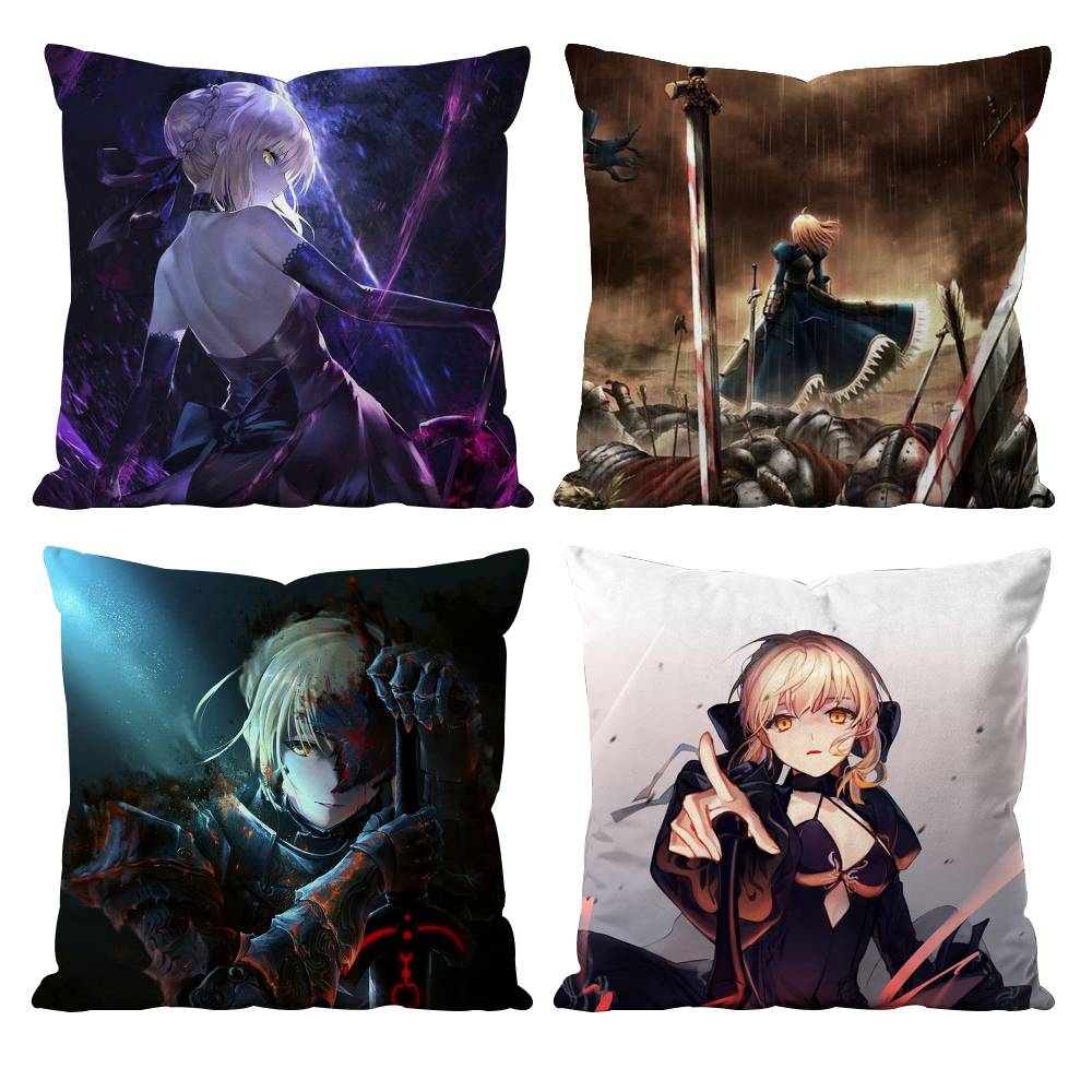 F-Fate Night S-Saber Наволочка Противопылевой клещ Наволочка Невидимая молния Шелковистый короткий плюш Чехол для подушки дивана