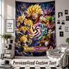 Wall Hanging Tapestry With Custom Name & Text, Dragon Ball Decorative Tapestry For Bedroom