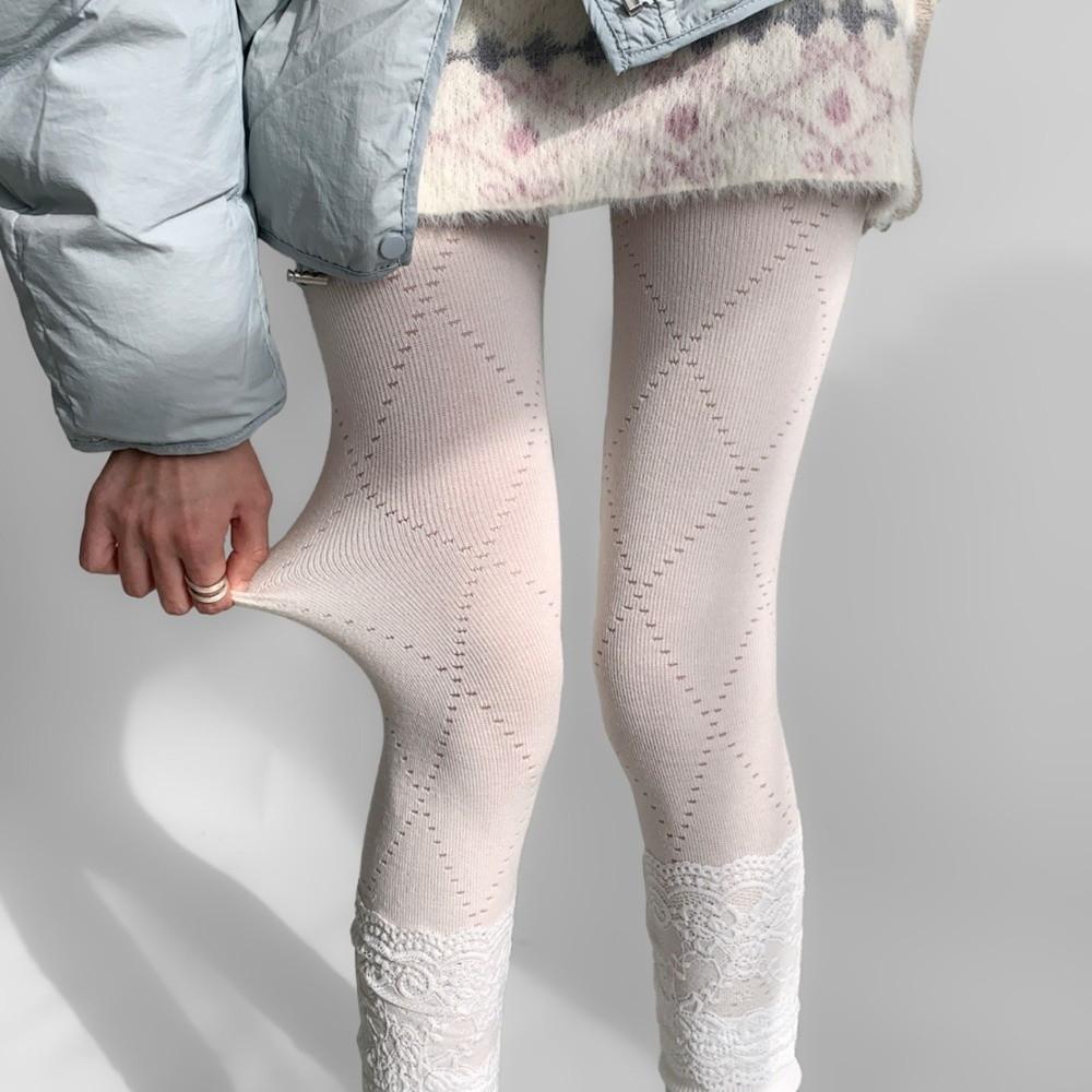 Fashionable Jacquard Knitted Stockings High-elastic Basic Pantyhose Thermal Leggings Daily Wear