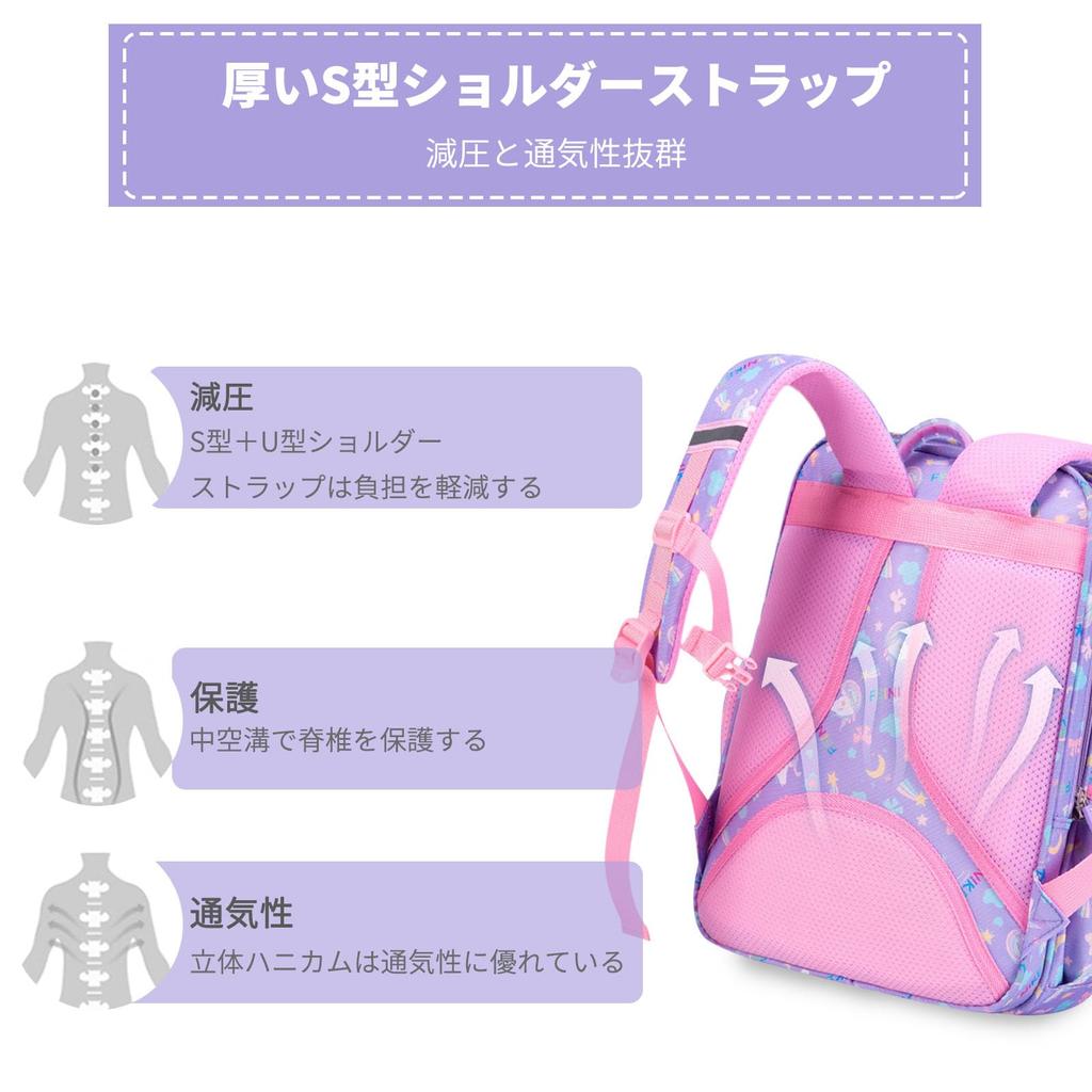 Рюкзак для начальной школы Unicorn Rainbow, большой, формат А4, включает в себя светоотражающий карандаш, поставляется с нагрудным карманом, для поездок на работу и обратно, розовый [FANDARE] для детей,