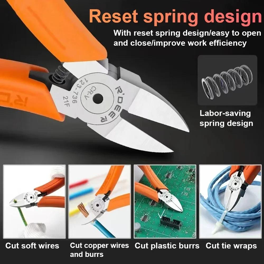6" Plastic Cutting Pliers Multi Functional Steel Nipper Double-Edged CR-V Tip Electrical Wire Cutters for Sprue Burrs Hand Tool