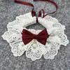 Fashion Cat Necklace Neck Strap Pearl Collar Lace Bowknot Dog Neckerchief Puppy String Bib