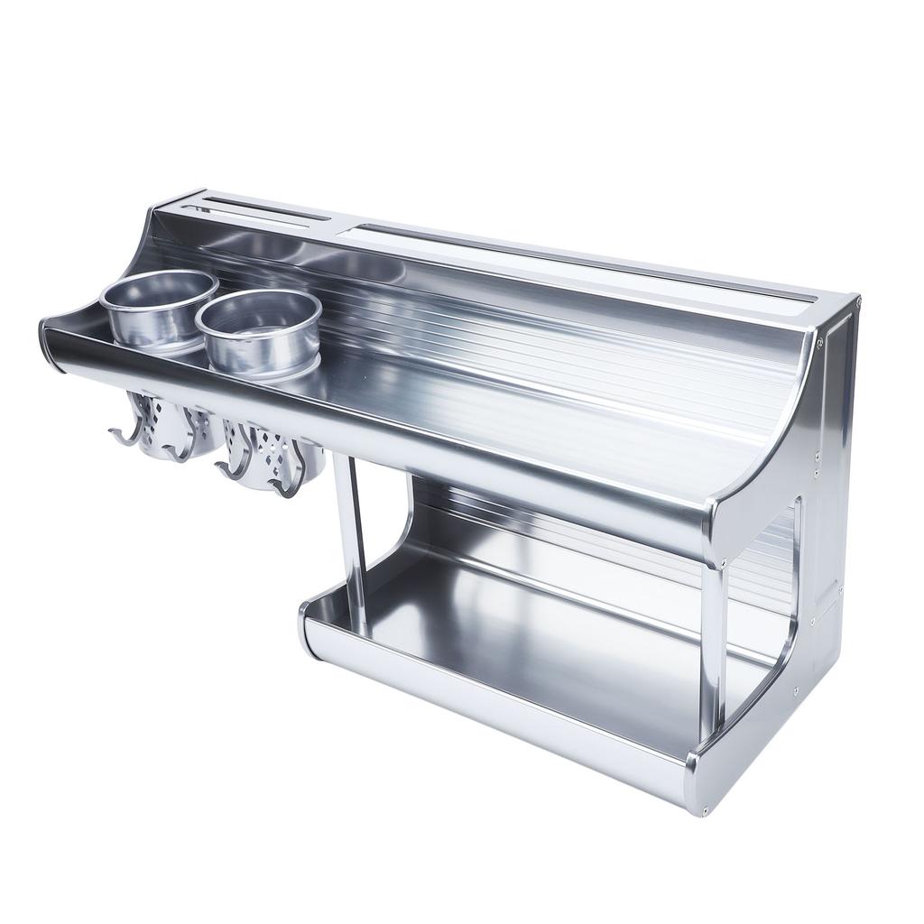Wall Mounted Kitchen Organizer Rack Aluminum Alloy 2 Tiers Chopstick Spice Bottle Holder Storage