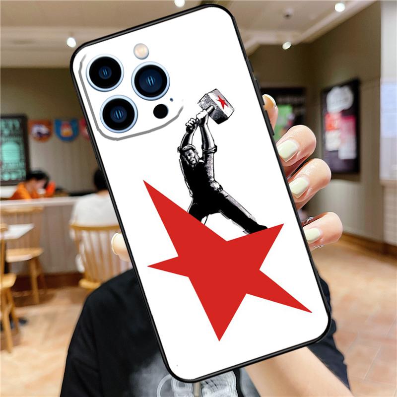 Red Soviet Union USSR Flag Case For iPhone 17 15 14 13 12 11 16 Pro Max Mini Plus 16e 17 Air Bumper Cover Accessories