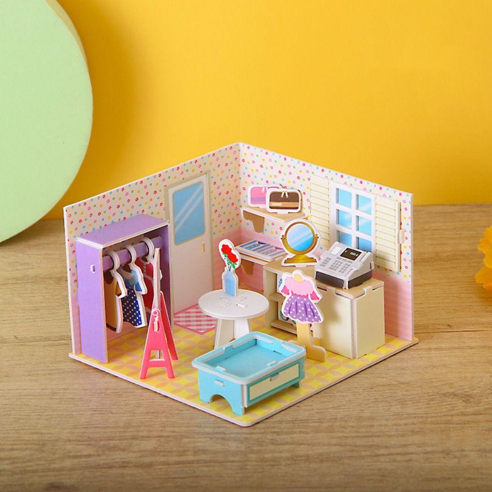 3D модель дома, игрушки-головоломки, модель игрушки, модель комнаты, игрушки для рукоделия, 3D комната, картон, подарок на день рождения