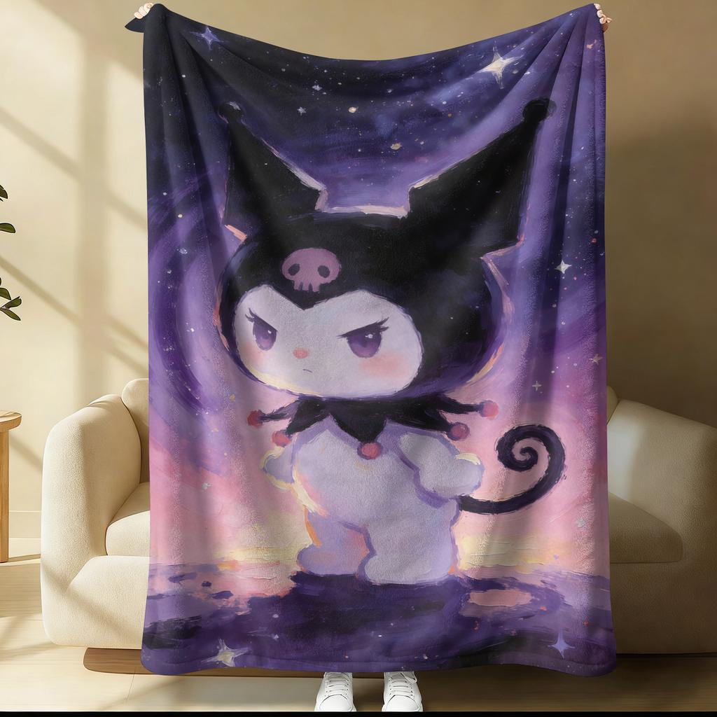 Sanrio Kuromi Магическая Ведьма Плед Звездное Небо Масляная Живопись Печатный Фланелевый Плед Многоцелевой Плед для Сна для Общежития Дома