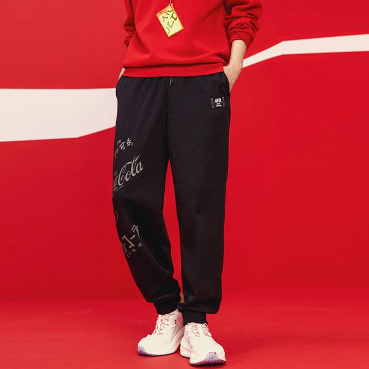 Anta Мужские спортивные штаны свободного покроя с принтом Life Series от X Coca-Cola, черные 952139741-2