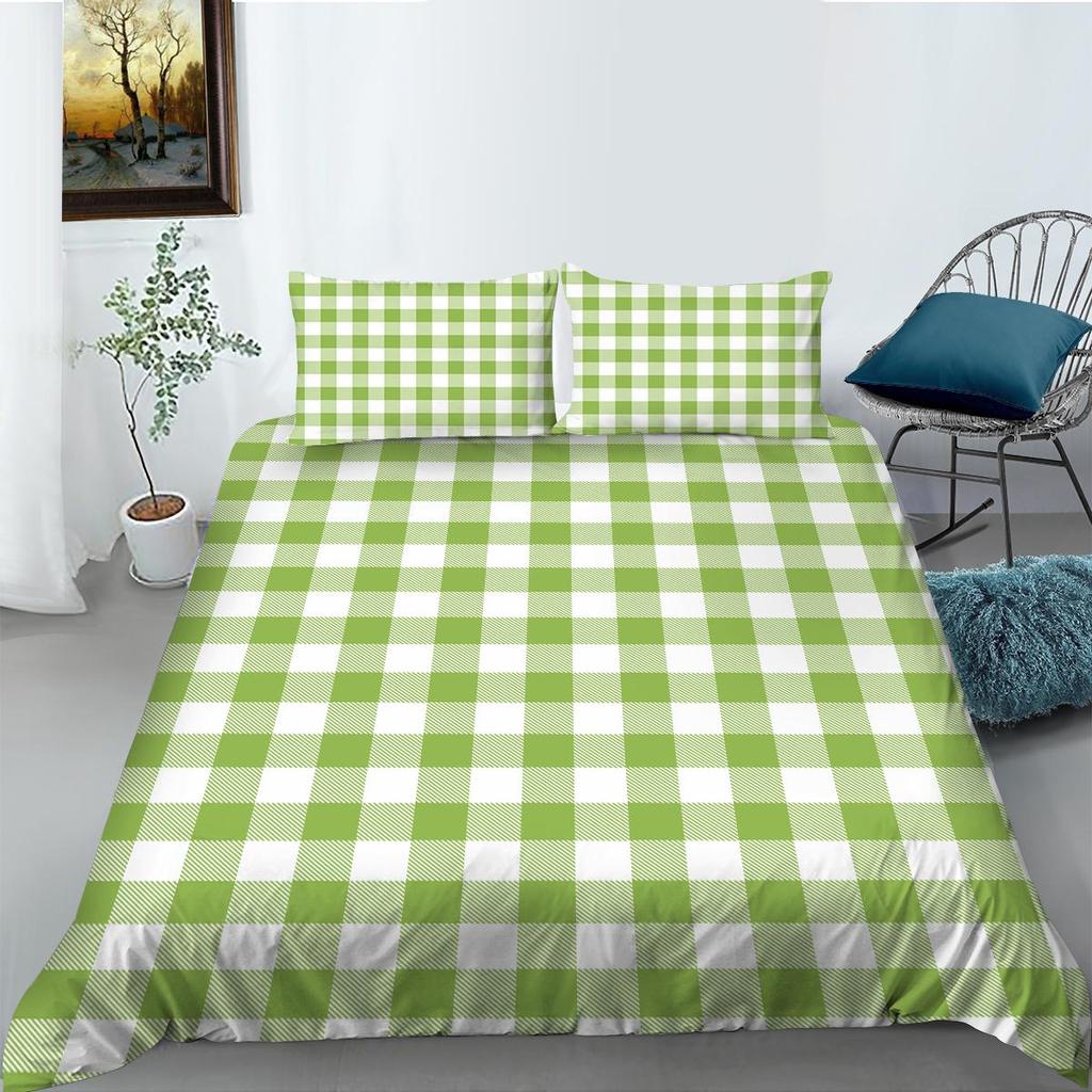 Checkered Striped Bedding Set Washable and Easy To Dry Down Duvet and Pillowcase 2/3 Pieces AU/US/DE Full Size Home Decor