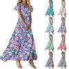 Женское платье макси в стиле бохо, женское летнее платье с коротким рукавом, весеннее повседневное платье А-силуэта с V-образным вырезом, летний пляжный сарафан для отдыха
