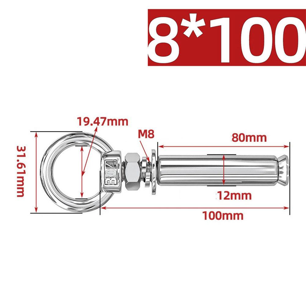 304 Stainless Steel Expansion Bolts with Eye Screws and Rings for Reliable Wall Fixing 6810mm Length Available
