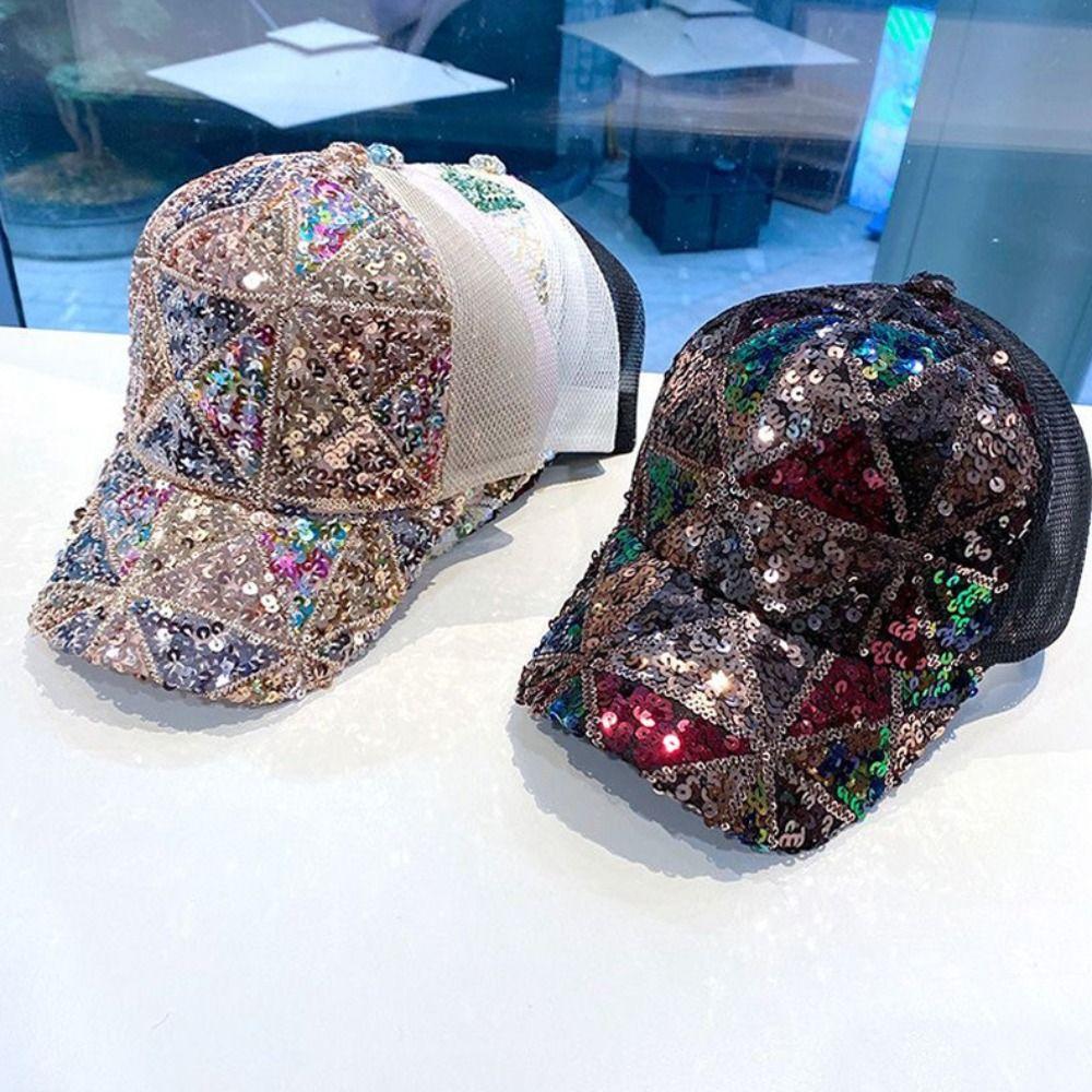 Хлопковая блестящая кепка-сетка, регулируемая, бейсболки-сетки, модные солнцезащитные шляпы для женщин, девушек