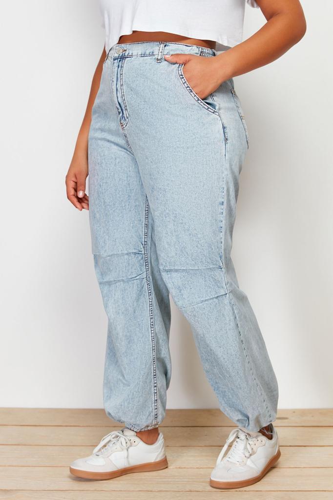 Женские синие джинсы больших размеров со стопором