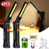COB LED Портативный Рабочий Свет Регулируемый USB Перезаряжаемый Светодиодный Фонарик Инспекционная Лампа с Магнитным Крюком Power Bank Батарея 18650 Фонарь