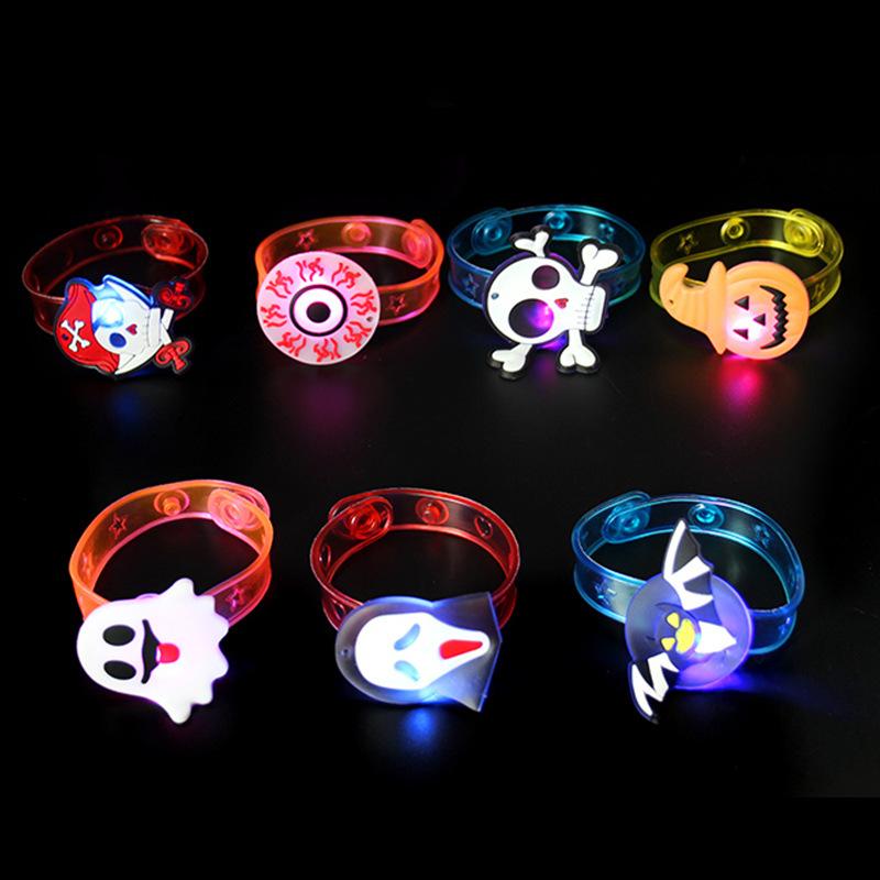 96PCS Christmas Light Up Bracelet LED Flashing Santa Skull Bat Pumpkin Watch Children's Gift Party Decoration