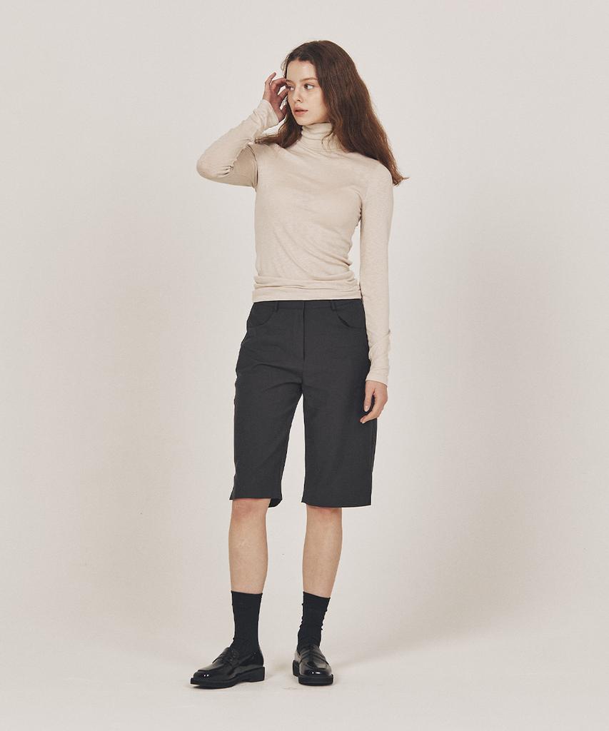 WEREVE Side Slit Bermuda Pants_Charcoal