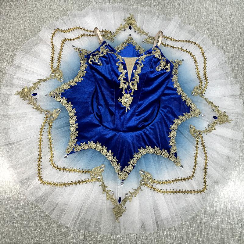 Blue White Gradient Pre-professional Ballet Tutu Dress Costume Girls Pancake Ballet Tutu Stage Dance Wear Dark Red BLST20110