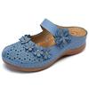 2023 Women's Sandals Large Size Vintage Flat Sandals Round Toe Flower Wedges Thick Sole Slippers for Women