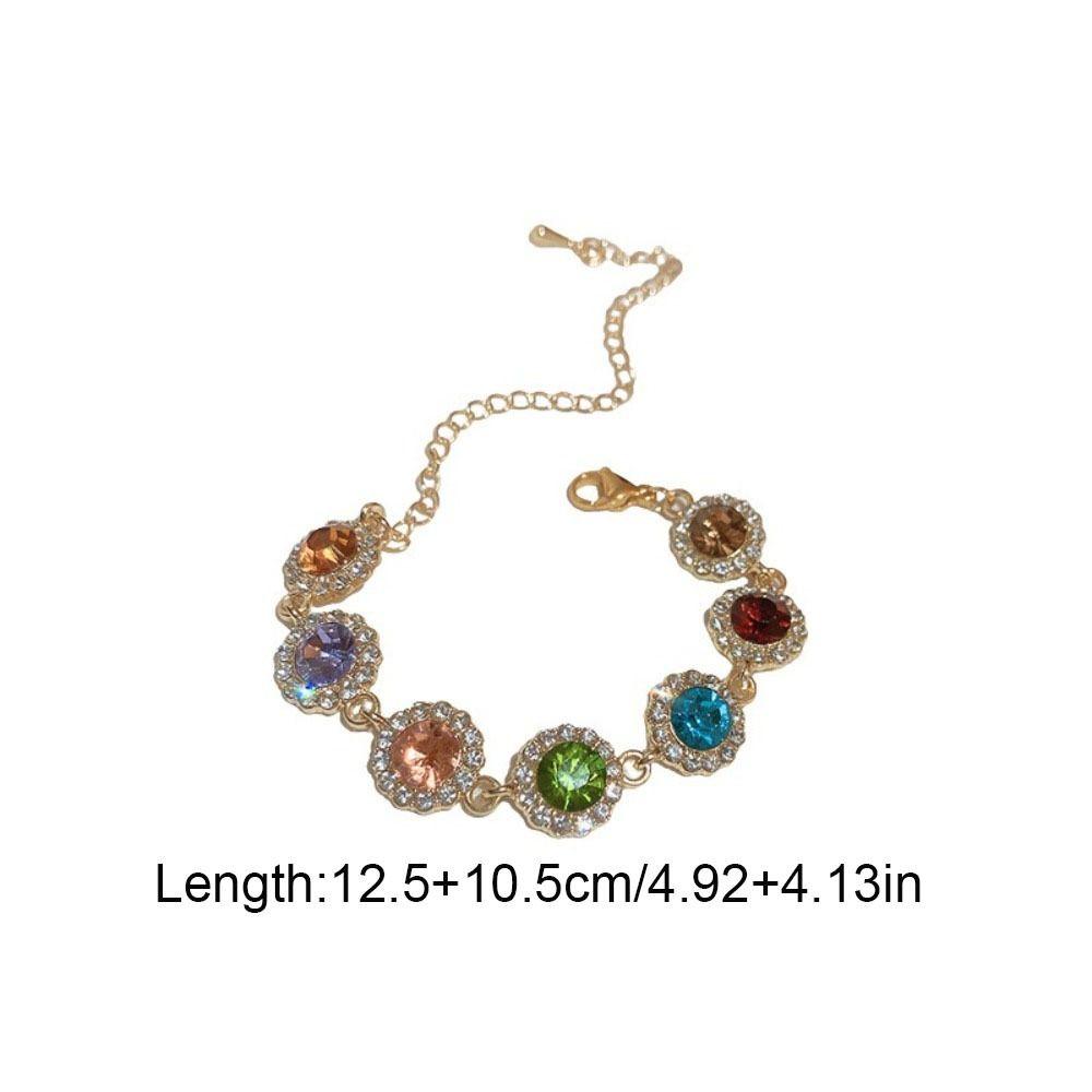 Adjustable Zircon Bracelet Bangle Colorful Hand Chain Luxury Rainbow Rhinestone Bracelet  Gifts