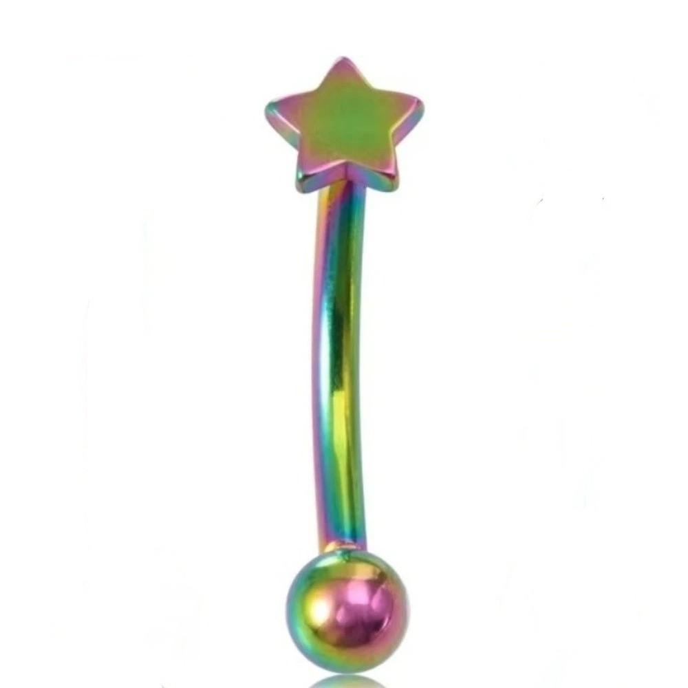 Star Curved Eyebrow Sticks Stainless Steel Punk Body Jewelry  All-gender