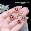 Imitation Natural Garnet Women's Jewelry Set: Ring, Pendant, Earrings
