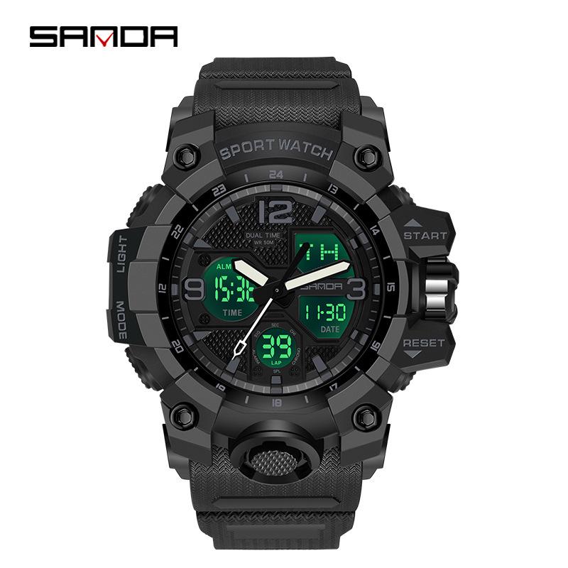 Sanda Teen Multi-functional Waterproof Sports Watch with Alarm & Luminous Display