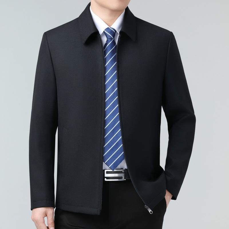 Мужская шерстяная куртка среднего возраста, осенняя новинка, повседневная куртка с лацканами для папы, для бизнеса и государственных служащих, универсальный верх