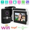 1080P Wifi Video Doorbell 7in TFT Display 2 Cameras 2 Monitors 110 Degrees  Night Vision for Tuya