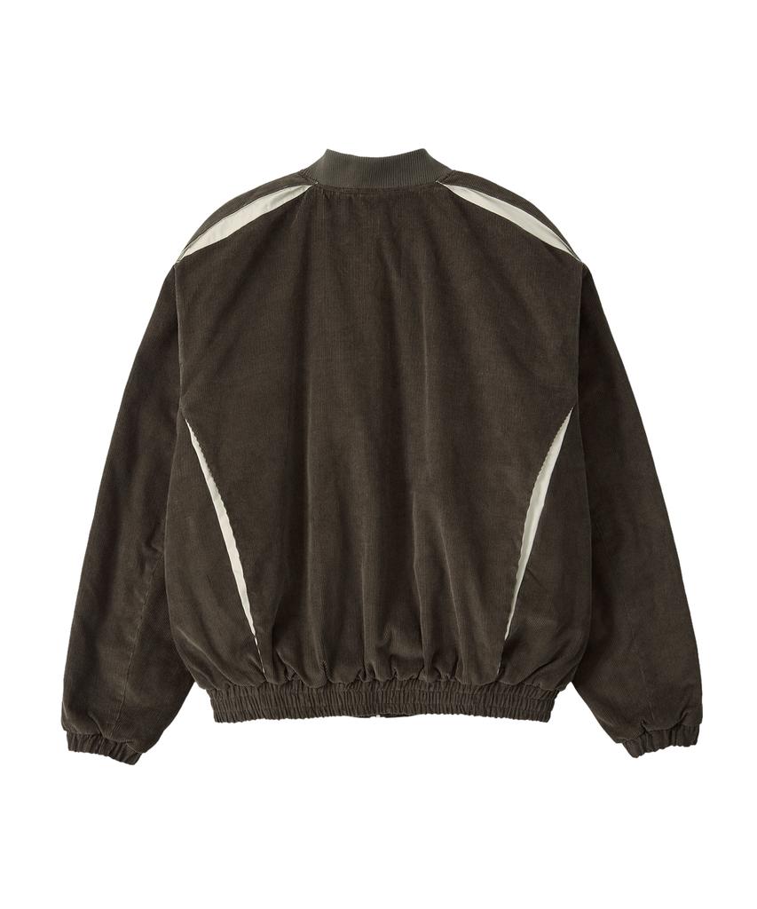 Wooalong Corduroy Contrast Quilted Blouson - Brown