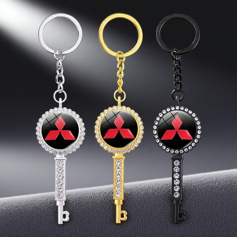 Fashion Car Logo Keychain for Mitsubishi Colt Ralliart ASX Aerobus Lancer Cordia Pajero Outlander EVO9 Key Rings Accessories