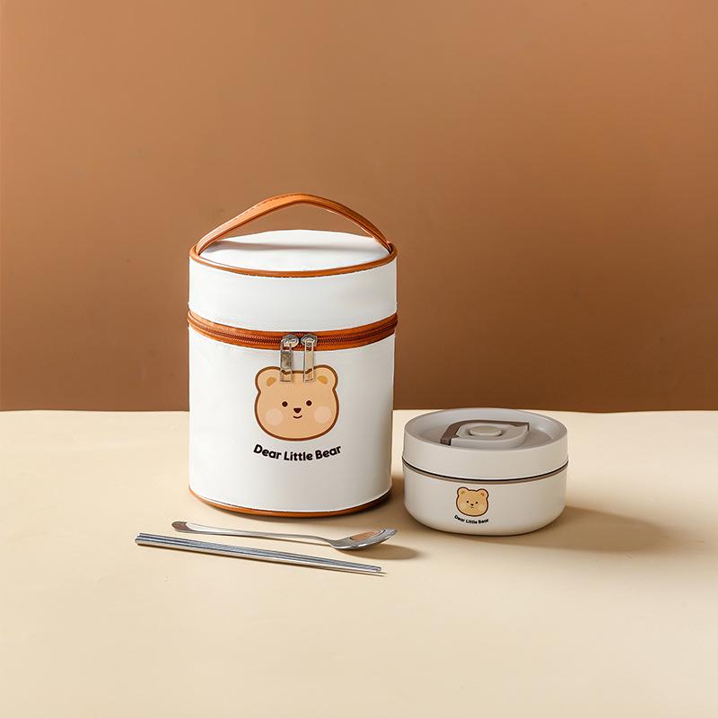 304 Stainless Steel Double-Layer Insulated Lunch Box with Lid, Microwave-Safe, Food-Grade.