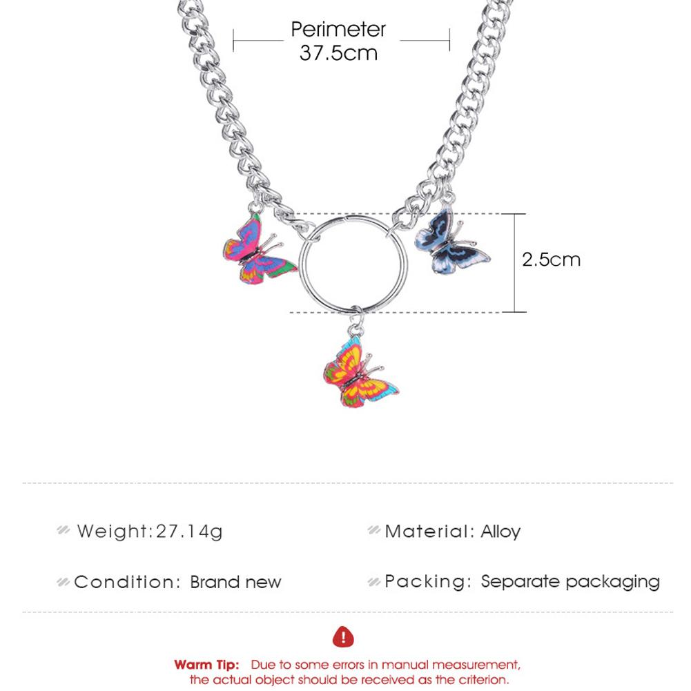 Women's Fashion Colorful Butterfly Necklace Temperament Thick Chain Clavicle Chain