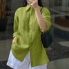 Women Casual Classic Collar Solid Color Loose Long Sleeve Button Blouse