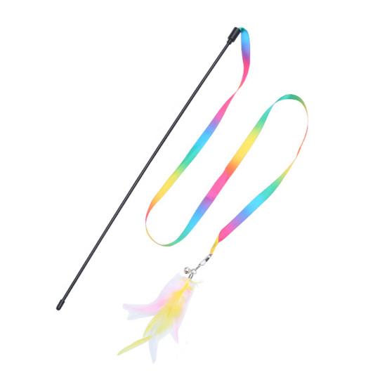 Kitten Toy Colorful Ribbon Feather Accessories Interactive Toy Cat Teaser Stick Toy