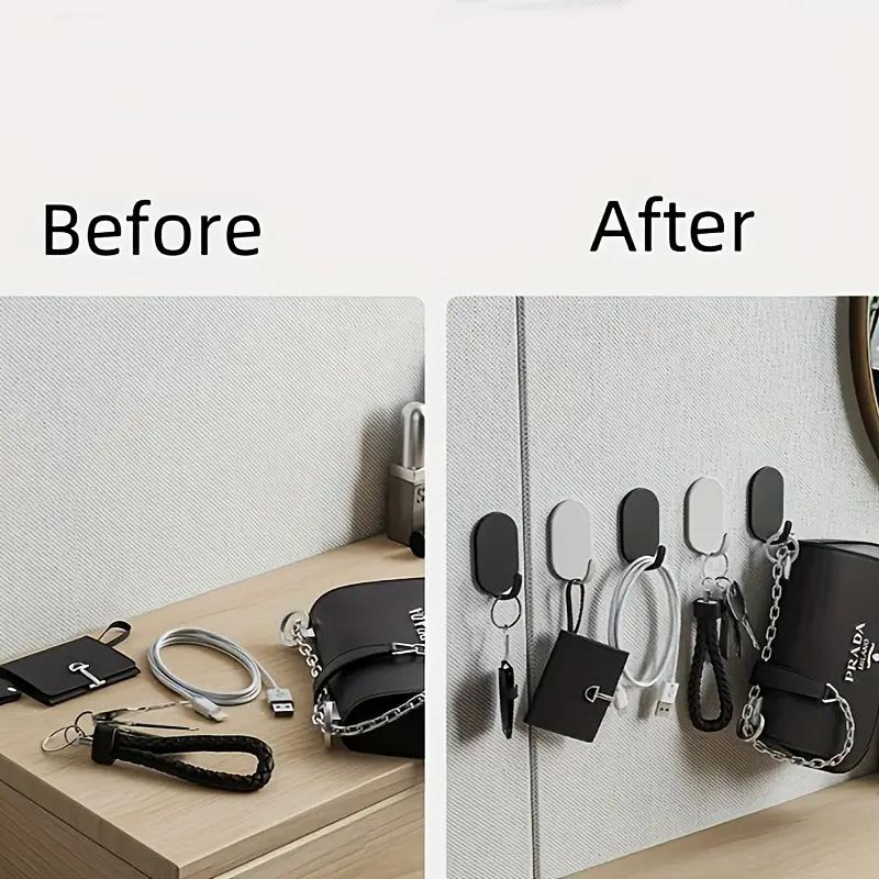5/10pcs Stainless Steel Wall Hooks Strong Load-bearing Punch Free Simple Installation Self-Adhesive Stainless Steel Hooks Set