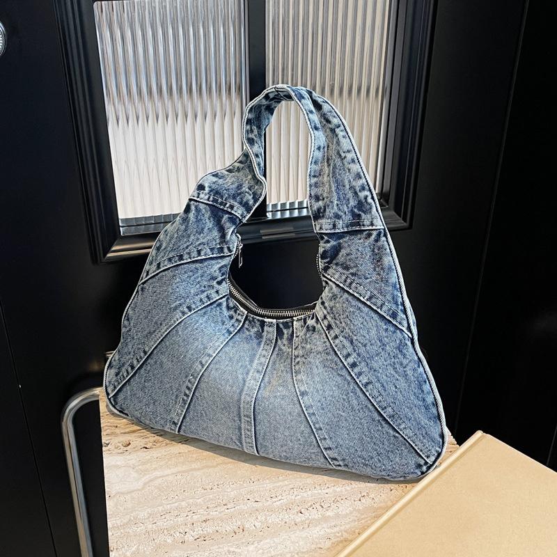Vintage Denim Women Totes Brand Fashion Causal Shoulder Bag Large Capacity Female Shopper Hobo Armpit Bag CLE