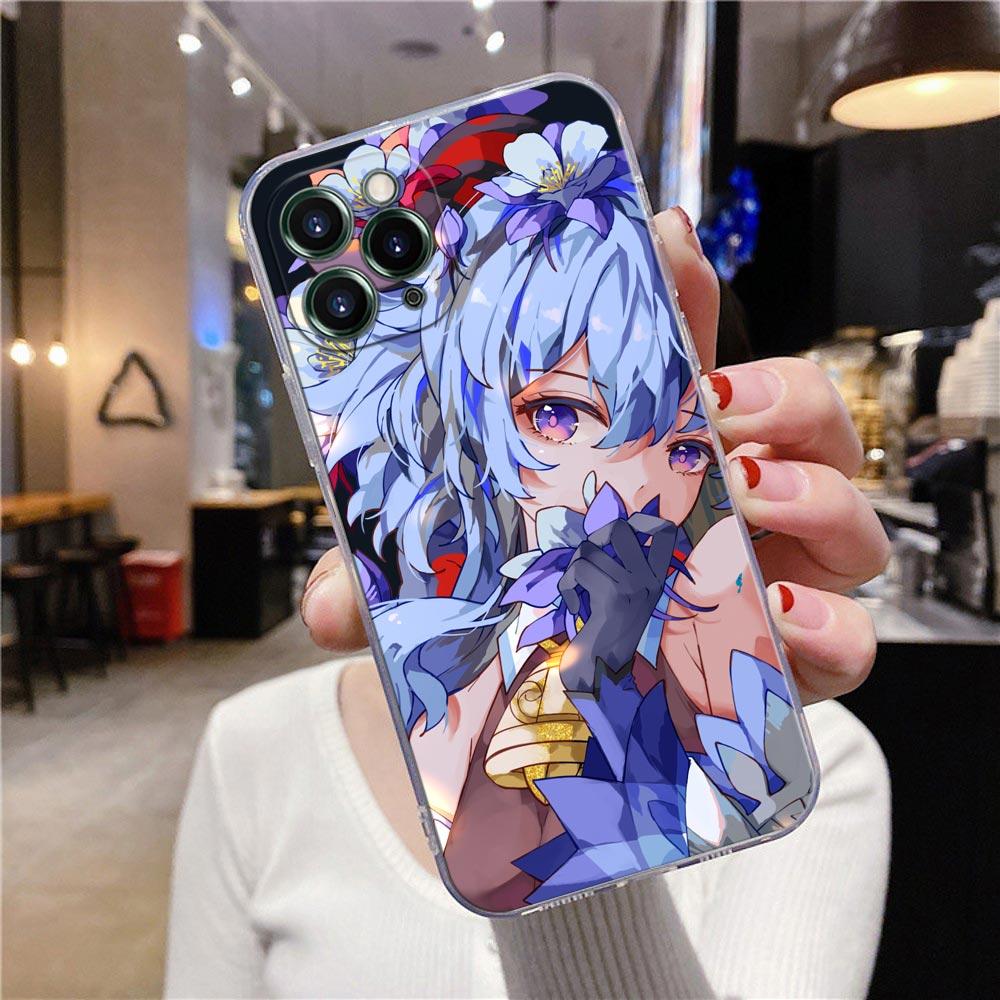 Прозрачный чехол для телефона Apple iPhone 12 11 13 Pro Max mini XS X XR 7 8 6 Plus SE Чехол Аниме Genshin Impact Flower Game