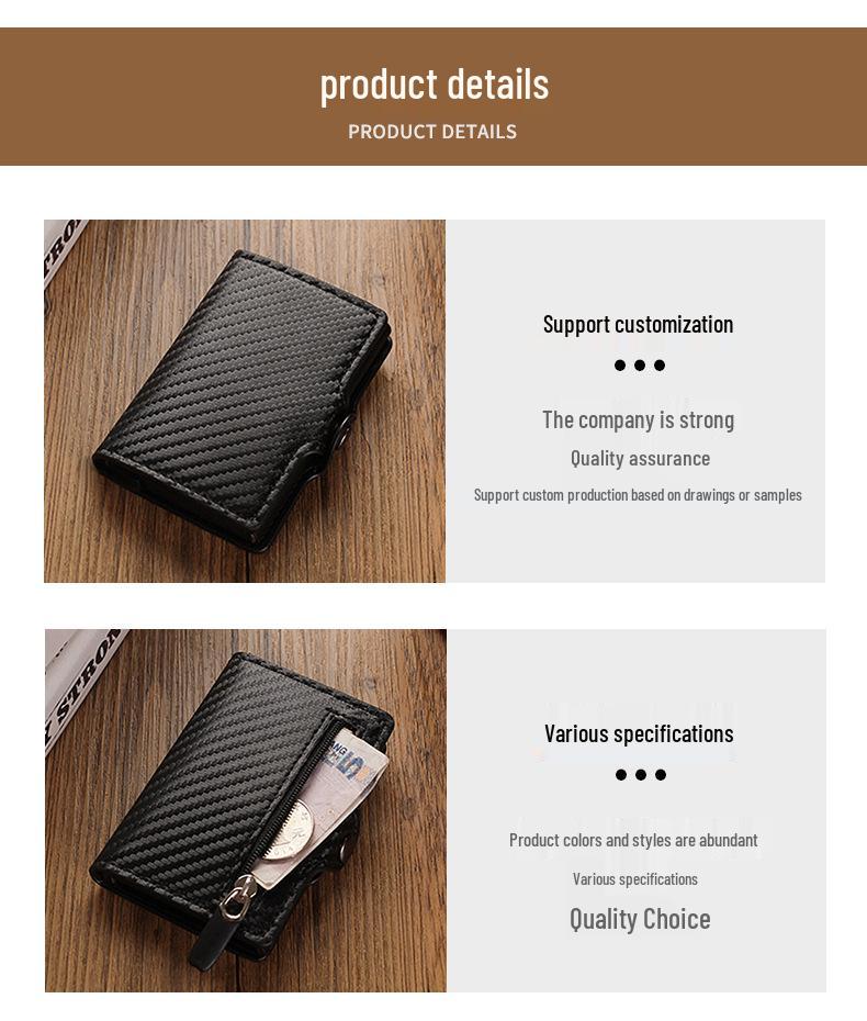 RFID Защита от кражи, Металлический кошелек для нескольких карт из углеродного волокна для мужчин