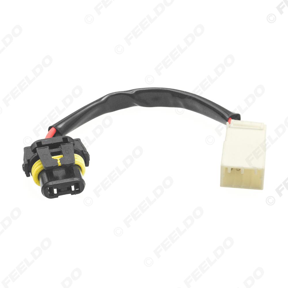 FEELDO 1PC Car HID LED Bulb Headlight Plug Adapter For Mitsubishi 4Pin Socket To 9005 Car Light Cord Connector Wire Harness