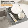 Silicone Slope Drain Mat for Drip-Free Drying Space-Saving Dish Drainer Heat-Resistant Pot Rack Non-Slip Mat for Kitchen Countertop