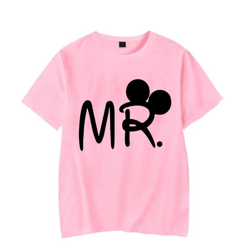 Mouse Cartoon MR MRS Print Couple TShirt Summer Short Sleeve Tee Shirt Letter Print T Fashion Casual Loose Lovers T Shirt Unisex