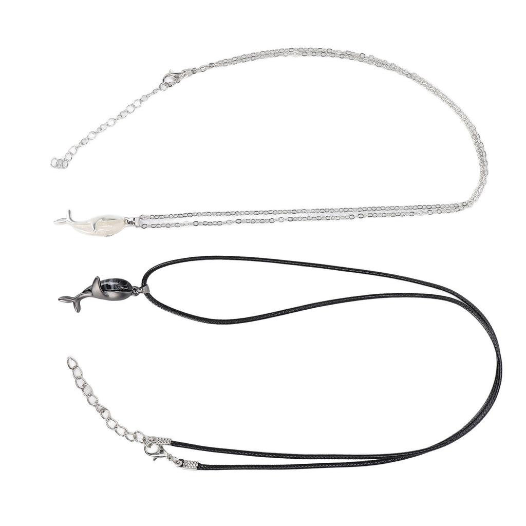 2pcs Couple Necklace Alloy Exquisite Cute Whale Shaped Pendant Magnet Necklace Jewelry Accessory Gift