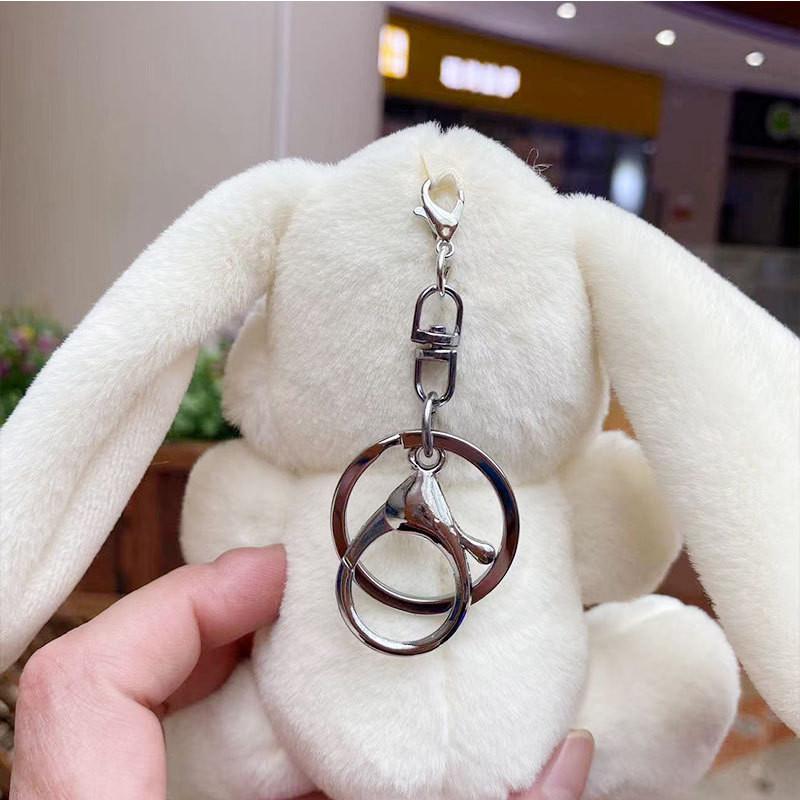 Cute Plush Bunny Keychain Soft Short Fur Stuffed Doll For Kids And Collectors