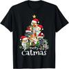 Merry Catmas Cat Mom Cat Dad Christmas Tree Cat T-Shirt
