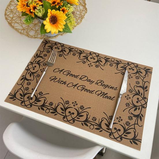 Винтажная подставка для столовых приборов с буквами, водонепроницаемая, термостойкая, нескользящая, теплоизоляция, можно мыть в посудомоечной машине, прямоугольный защитный декоративный коврик для обеденного стола