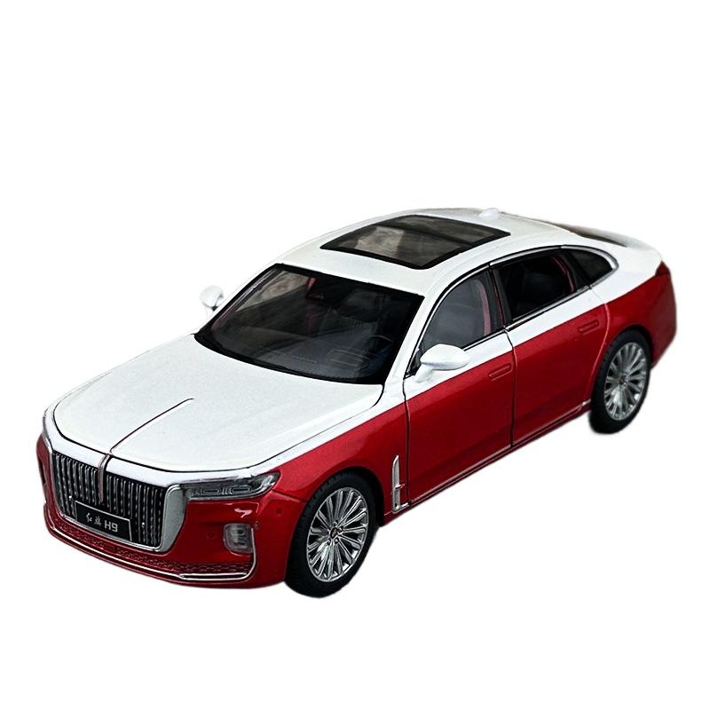 1/32 имитационная модель игрушечного автомобиля HongQi H9 литой лимузин с подсветкой и инерционной системой, коллекционные масштабные игрушки для мальчика, подарок на день рождения