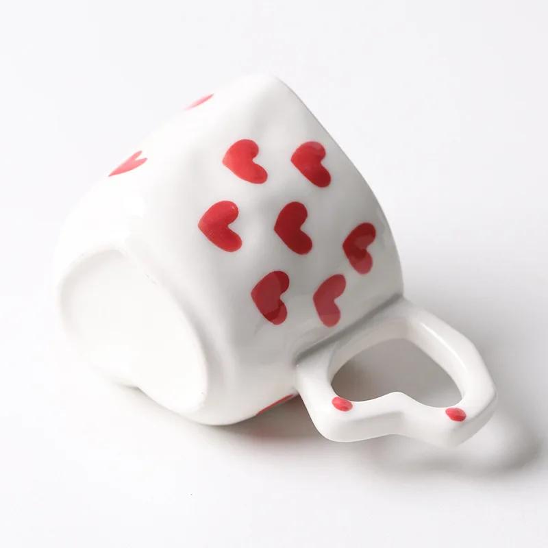 Керамическая чашка Love Coffee Tea, креативная чашка в форме сердца с блюдцем, фарфоровые чашки для кофе и молока, бутылка для воды с тарелкой, кружки для напитков