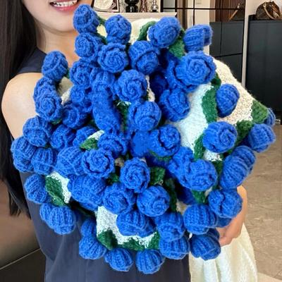 Одеяло букет роз Yousheng Ручной работы Вязаное крючком одеяло с розами Цветочный дизайн Плед для дивана Кушетки Автомобиля Кровати Подарок на день рождения для девочек женщин
