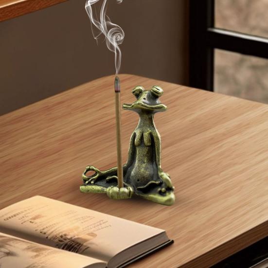 Медитация Туман Подставка для благовоний Винтаж Палочка Металл Сидящая лягушка Аромалампа Дом Офис