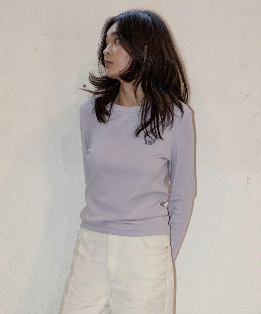 MAGOODGAN Lydia 3656 Soft Ribbed Basic Lavender Long Sleeve Tee