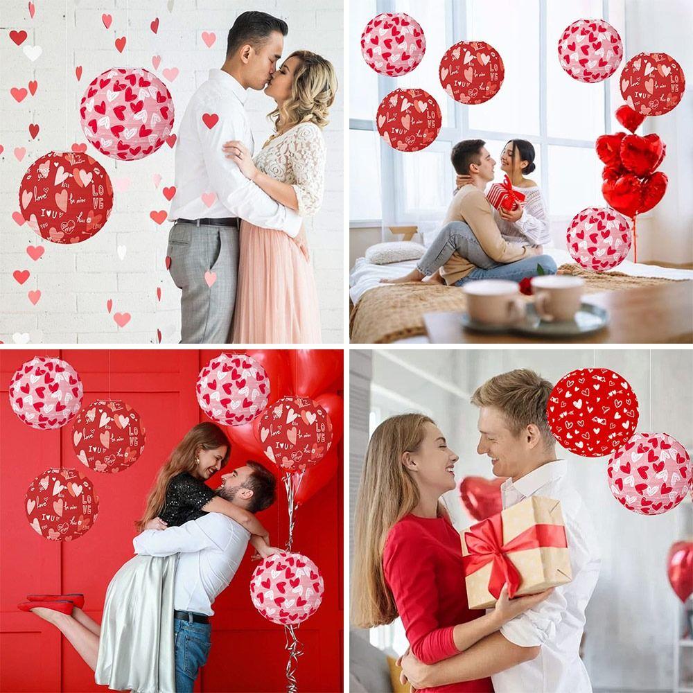 Folding Heart Paper Ball Paper Hanging Lantern Cartoon Valentine's Day Lanterns  Wedding Party